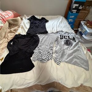 H&M Lot of 4 Maternity Tops UCLA Tee Long Sleeve Shirts Black Tee XS/S